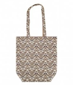 Katoenen Shopper Met Print Lichtbruin