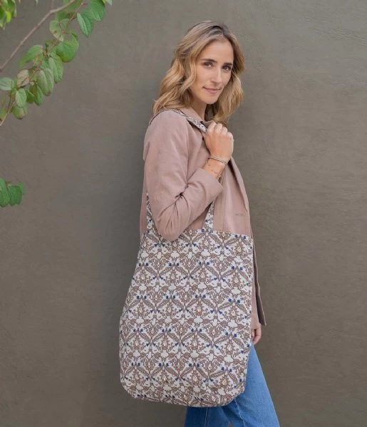 Katoenen Shopper Met Print Lichtbruin 2 Katoenen Shopper Met Print Lichtbruin - Afbeelding 2