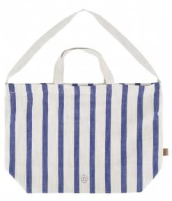 Grote Boodschappentas Gestreept Peper En Zout Kobaltblauw