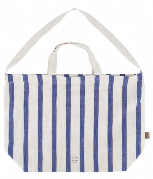 Grote Boodschappentas Gestreept Peper En Zout Kobaltblauw 1 Grote Boodschappentas Gestreept Peper En Zout Kobaltblauw