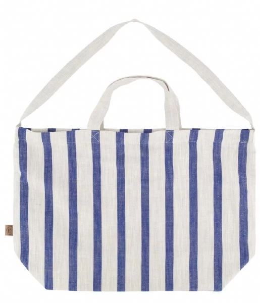 Grote Boodschappentas Gestreept Peper En Zout Kobaltblauw 3 Grote Boodschappentas Gestreept Peper En Zout Kobaltblauw - Afbeelding 3