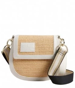 Ted Baker Staceli Branded Webbing Raffia Satchel Cross Body White
