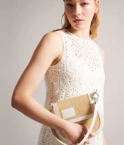 Ted Baker Staceli Branded Webbing Raffia Satchel Cross Body White -Mode Tas 262364 99 6 600