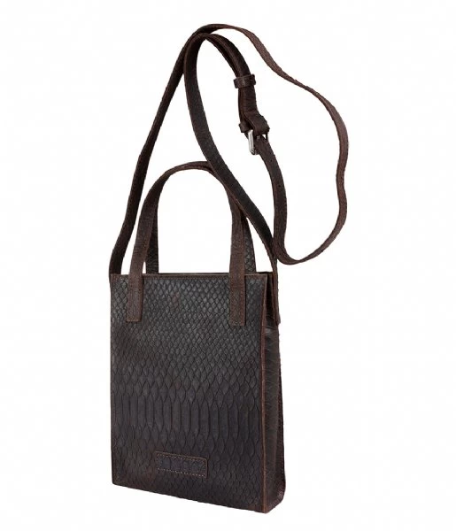 Shoppingbag Anaconda Printed Leather Dark Brown 2 Shoppingbag Anaconda Printed Leather Dark Brown - Afbeelding 2