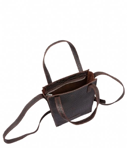 Shoppingbag Anaconda Printed Leather Dark Brown 3 Shoppingbag Anaconda Printed Leather Dark Brown - Afbeelding 3