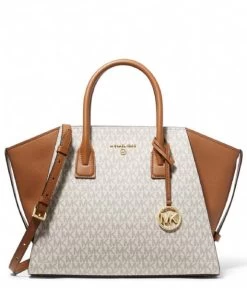 Michael Kors Avril Large Top Zip Satchel Vanilla Acrn