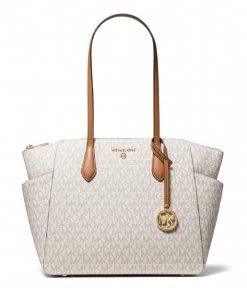 Michael Kors Marilyn Medium Top Zip Tote Vanilla Acorn