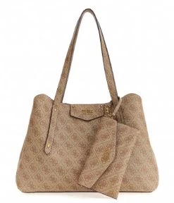 Guess Eco Brenton Girlfriend Satchel Latte Logo