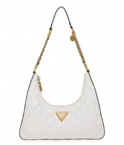 Guess Giully Top Zip Shoulder Bag White