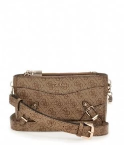 Guess Didi Mini Dbl Cmprtmnt Top Zip Latte Logo