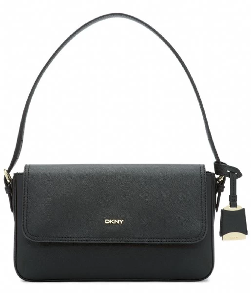 DKNY Bibi Ew Flap Shoulder Black Gold 1 DKNY Bibi Ew Flap Shoulder Black Gold