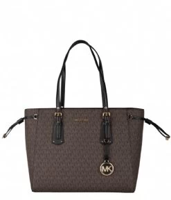Michael Kors Voyager Medium Mf Top Zip Tote Brown/Blk