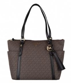 Michael Kors Sullivan Medium Top Zip Tote Brown Black