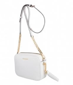 Michael Kors Medium Camera Bag Optic White & Gold Hardware -Mode Tas michael kors medium camera bag optic white gold hardware side 600