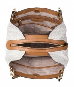 Michael Kors Raven Large Shoulder Tote Vanilla & Gold Colored Hardware -Mode Tas michael kors raven large shoulder tote handtas vanilla gold hardware bag 30H6GRXE3V inside 600