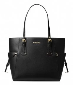 Michael Kors Voyager EW Signature Tote Black & Gold Colored Hardware