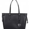 Michael Kors Voyager Medium Top Zip Tote Black & Silver Colored Hardware