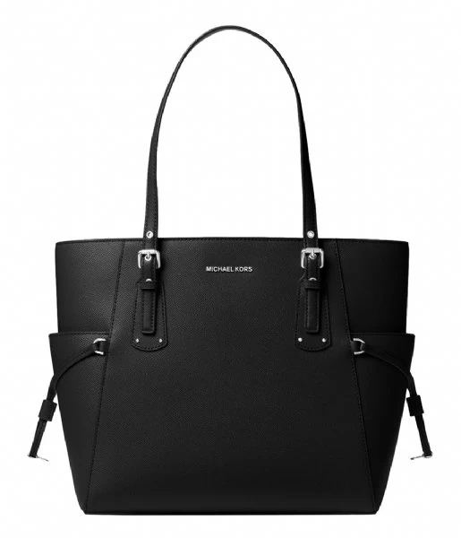 Michael Kors Voyager EW Signature Tote Black & Silver Colored Hardware 1 Michael Kors Voyager EW Signature Tote Black & Silver Colored Hardware