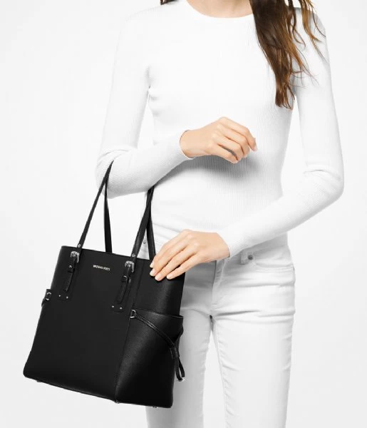 Michael Kors Voyager EW Signature Tote Black & Silver Colored Hardware 2 Michael Kors Voyager EW Signature Tote Black & Silver Colored Hardware - Afbeelding 2