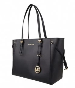 Michael Kors Voyager Medium Tote Black & Gold Colored Hardware 6 Michael Kors Voyager Medium Tote Black & Gold Colored Hardware -Mode Tas micheal kors voyager medium tote handtas black gold hardware 30h7gv6t8l side 600