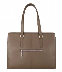 Lorelei Laptop Tote 15.6 Inch Taupe -Mode Tas tlgb lorelei tote handbag taupe back 600